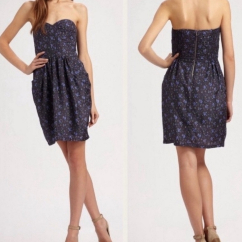 Rebecca Taylor 100% Silk Quilted Floral Dress 12 - Picture 2 of 11